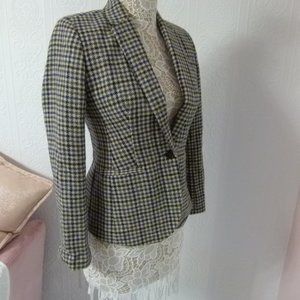 LKNW Houndstooth J Crew Wool blazer multi color 2 suede elbows